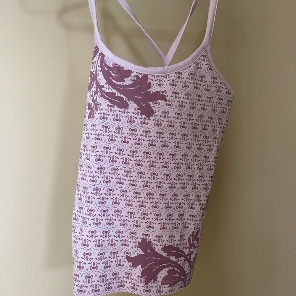Athleta White and Purple Patterned Tank Top